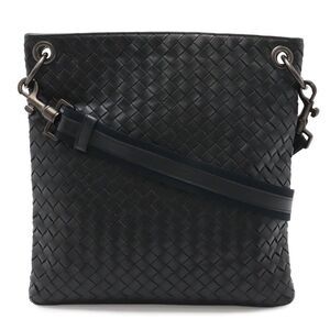 Bottega Veneta Intrecciato Shoulder Bag Crossbody Leather Black